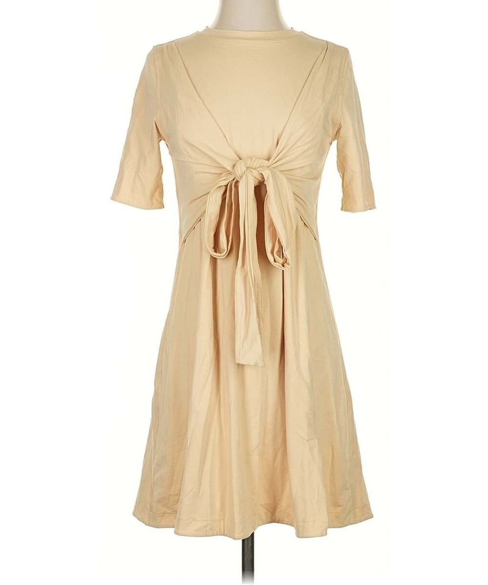 Lululemon Dress Womens 4 Beige yellow Wrap Front T-Shirt dress Cotton Casual
